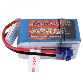 Gens ace 1250mAh 22.2V 60C 6S1P Lipo Battery Pack