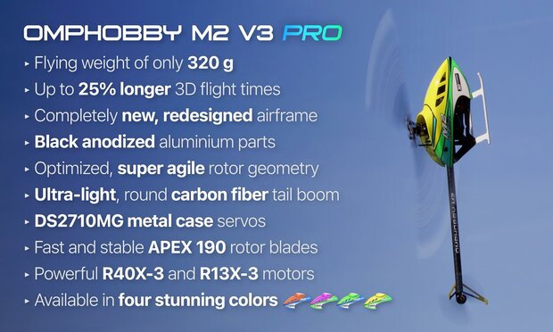 OMPHOBBY 3D Helicopter M2 V3 PRO kleur via opmerking